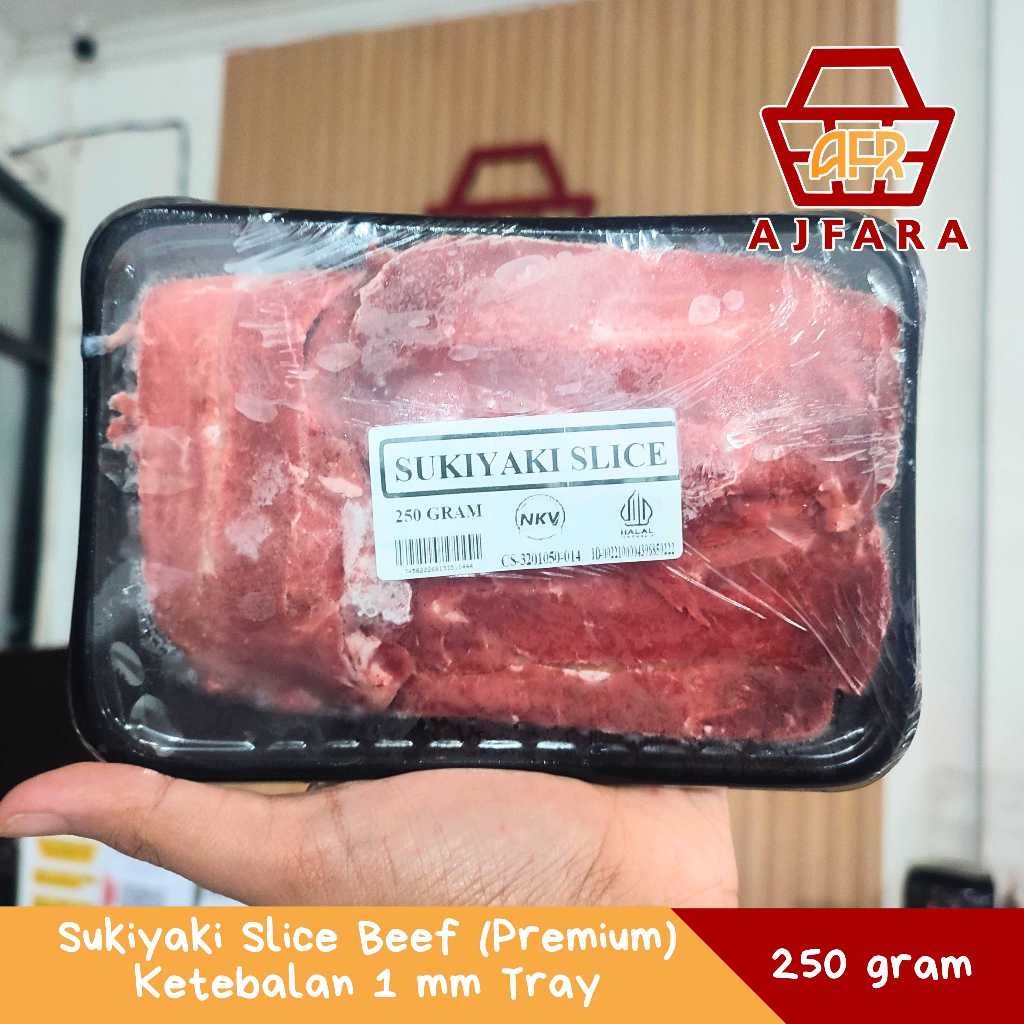 

Sukiyaki Slice Beef Ketebalan 1 mm Tray 250 gram atau 500 gram