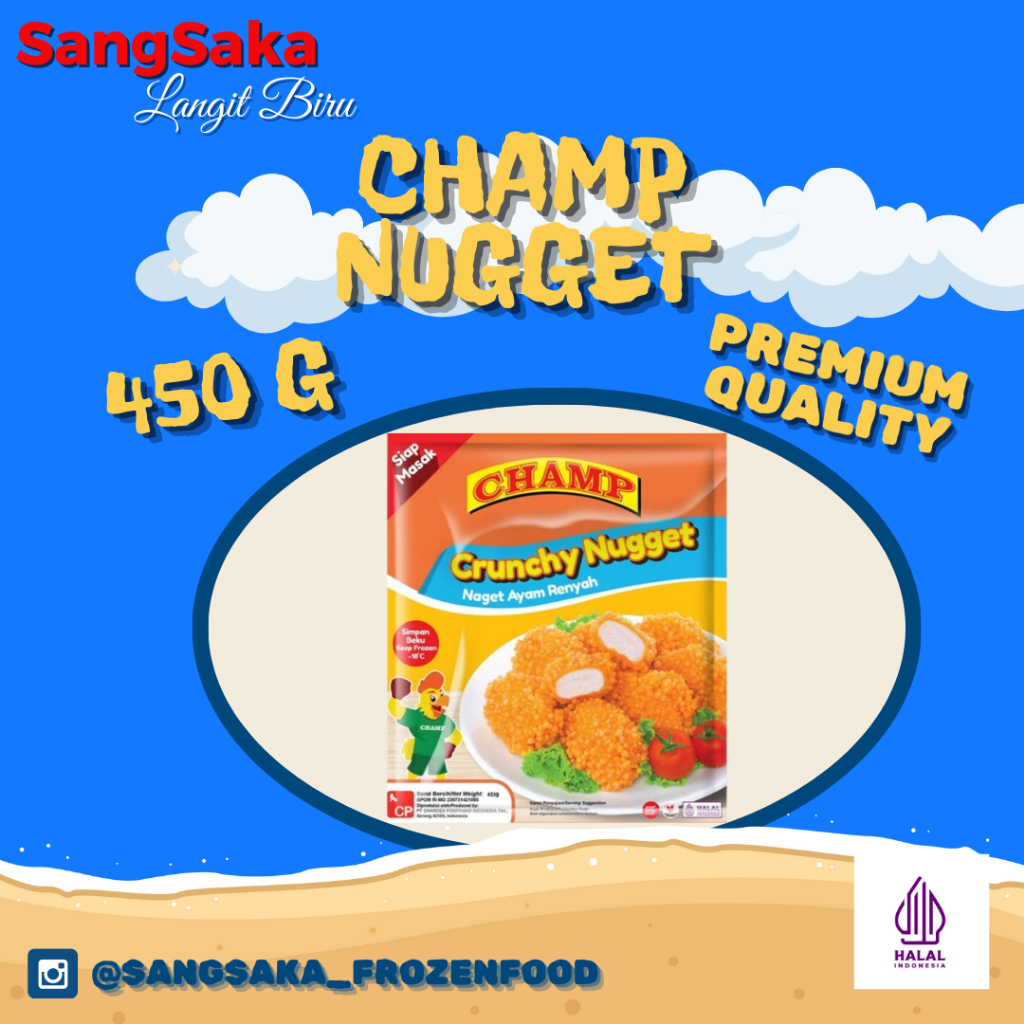 

CHICKEN NUGGET CHAMP CRUNCHY 450 GRAM