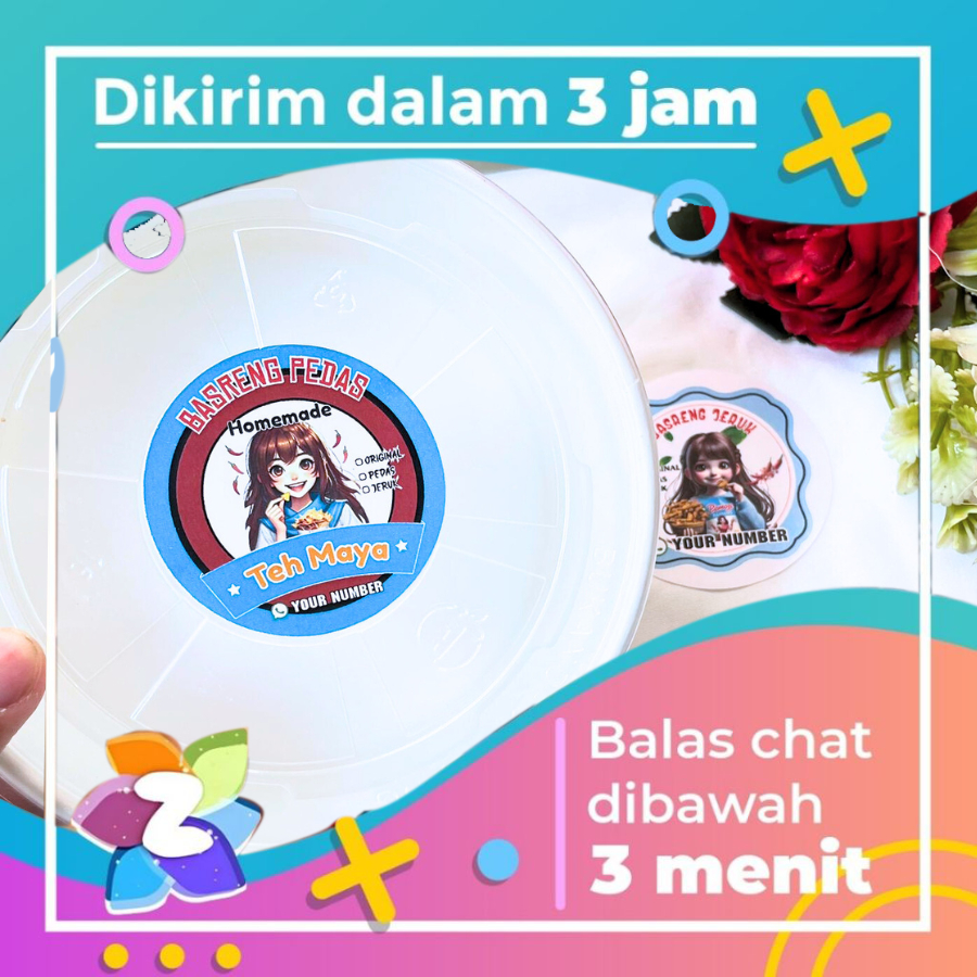 

Zennida Label Cemilan Sticker Bulat Chromo Edisi Basreng Pedas Free Desain Custom Nama Uk.Kecil 2-4