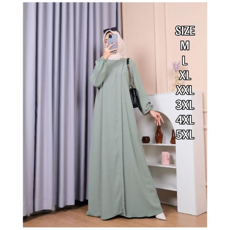Maryam Gamis Cringkle Polos Kondangan Wanita Remaja Jumbo Terbaru Ukuran M-5XL Mewah