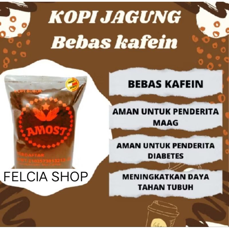 

Kopi bubuk cap amost kopi jagung murni bebas kafein aman untuk maag diabetes darah tinggi original