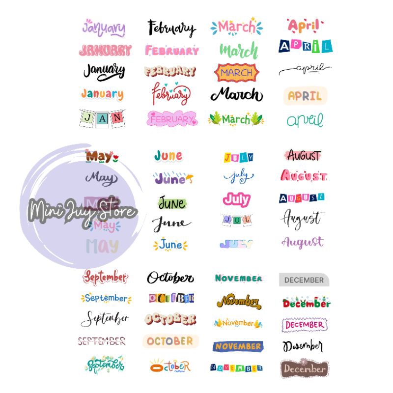 

Sticker Bulan januari-desember/sticker sampul album nabung