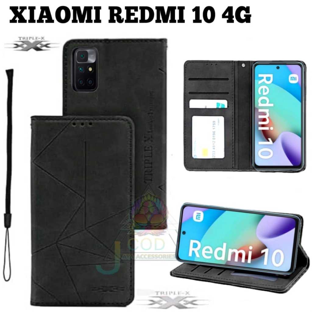 Case Flip Dompet Magnet Tipe XIAOMI REDMI 10 4G 2022 Sarung Wallet Casing Dompet Kulit Bahan Tebal