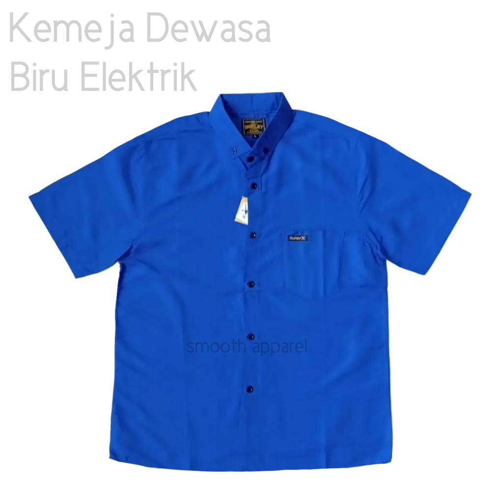 Kemeja Biru Bca Elektrik Pria Dewasa Lengan Pendek ootd cowok