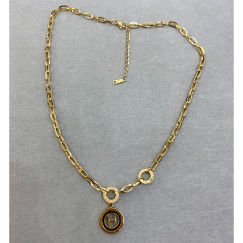 Kalung Titanium Asli bandul H  Kalung mirip emas asli Premium Quality Anti karat kalung Stainless St