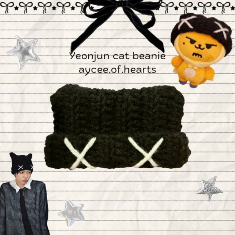 crochet yeonjun cat beanie hat for kpop 10cm dolls txt ppulbatu hwangchoon clothes accessories baju 