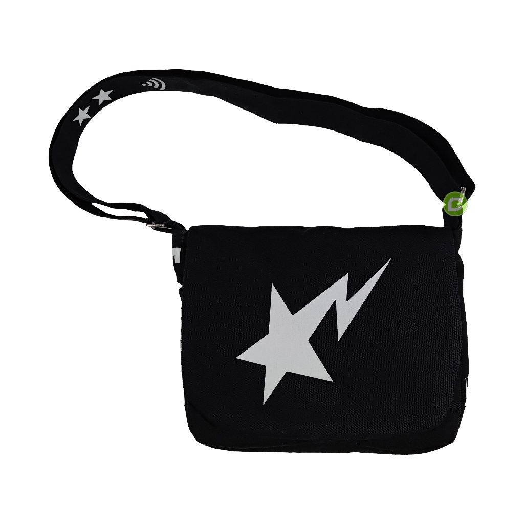 Big Sale Tas Selempang Mini Kanvas Unisex Hitam Putih