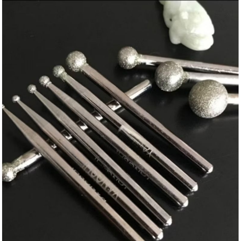 Set 3pcs Mata Bor ball mesh #120 fine halus  untuk grafir tuner ukir pahat cuner batu granit keramik