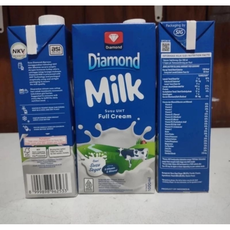 

Susu Diamond Milk UHT Full Cream 1 Liter