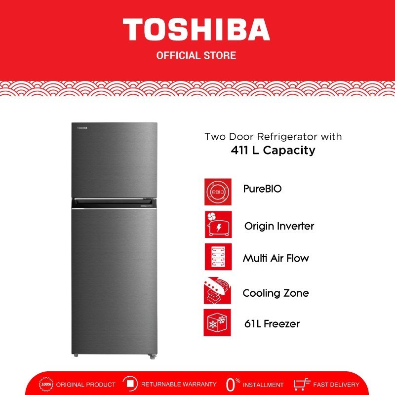 Kulkas Toshiba 2 Pintu 200 L / 300 L / 400 Liter Inverter Low Watt Freezer Jumbo GR-RT558WE-PMF(58)