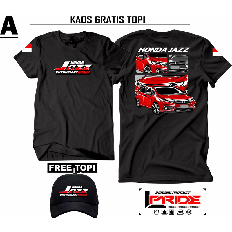 KAOS HONDA JAZZ FREE TOPI BAJU HONDA JAZZ GRATIS TOPI PRIA SIMPLE