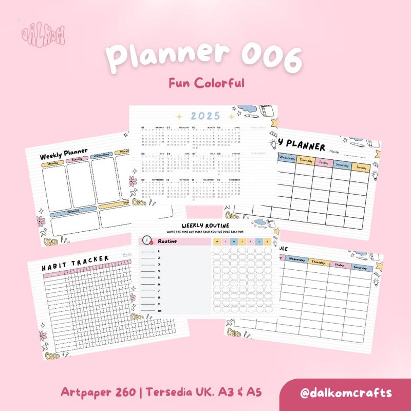 

A3 A5 Weekly Planner Monthly Planner Jadwal Pelajaran Habit Tracker Booklist Kalender 2025 Free Custom