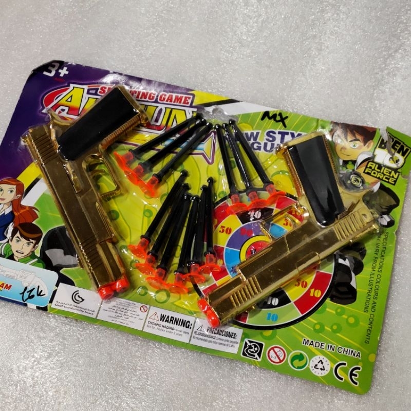 Gold Silver Mainan Anak Pistolan Tembak Target Peluru Karet Tempel Kaca Cosplay Termurah Terlaris Ka