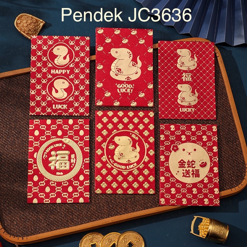 

6pcs angpao imlek pendek sincia chinese new year xinnian shio naga 2024 angpau hongbao amplop uang red packet