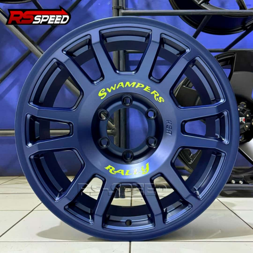 Velg Racing Mobil Pajero Fortuner Ring 18 Pelek HSR Swampers R 18 Pcd 6x139,7 Lebar 9 ET 0 Drak Blue