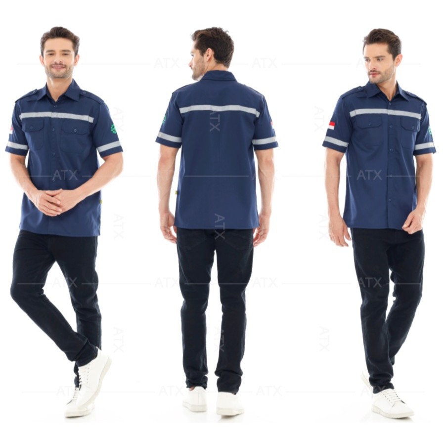 baju safety kerja promosi baju safety lengan pendek terbaru.baju kerja.baju tambang.wesrpack.seragam