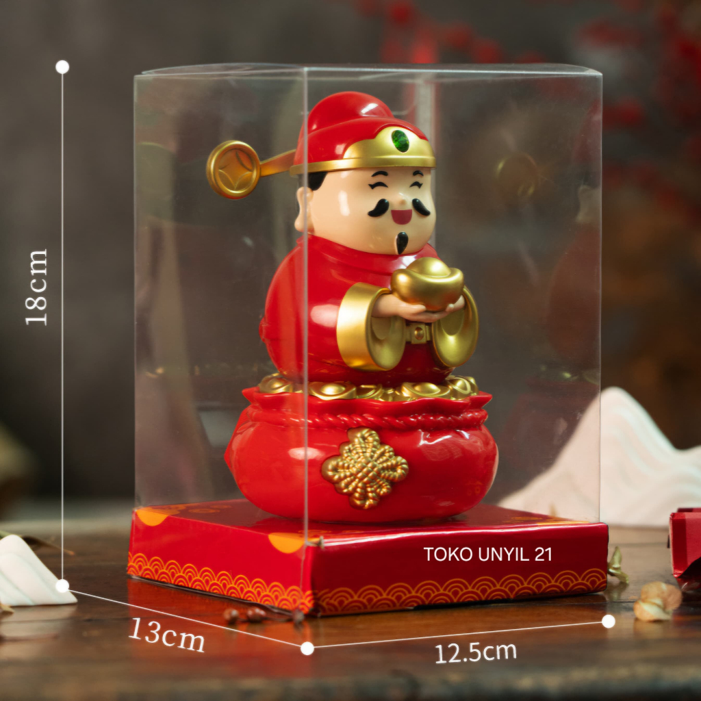 HGH 18cm Pajangan Caisen Dewa Rezeki Chai Sen Rezeki Patung Solar Caishen Dewa Rezeki Dashboard