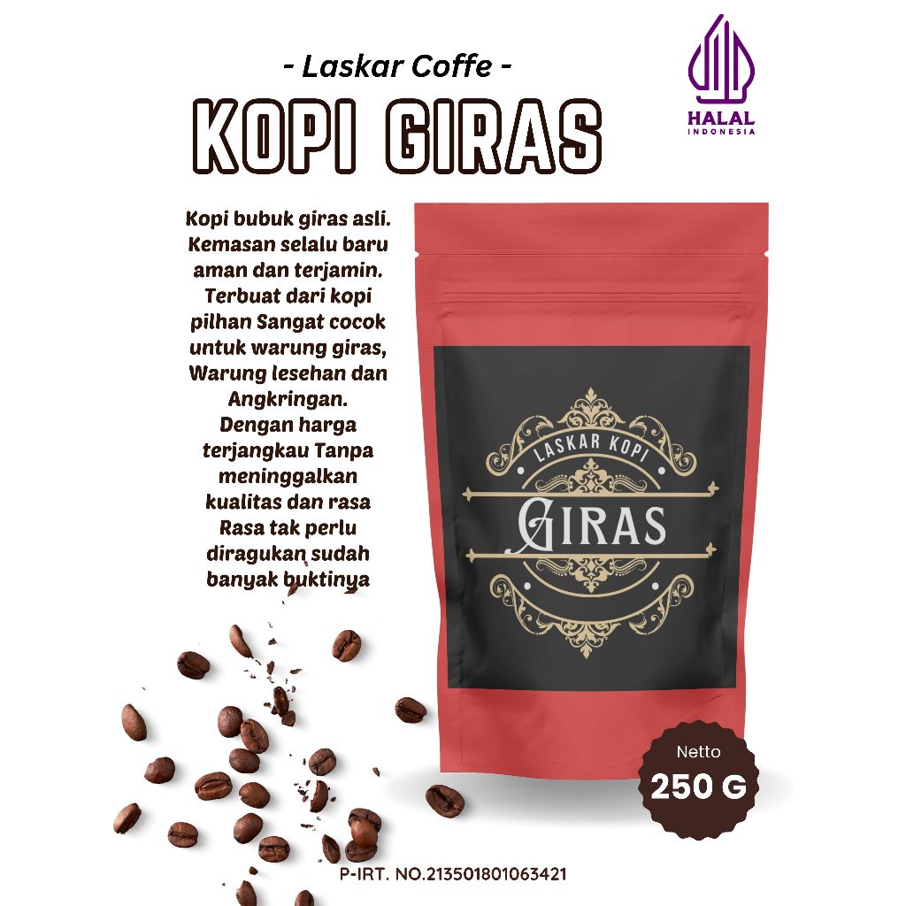 

kopi giras kemasan 250gram rasa di jamin nikmat harga murah