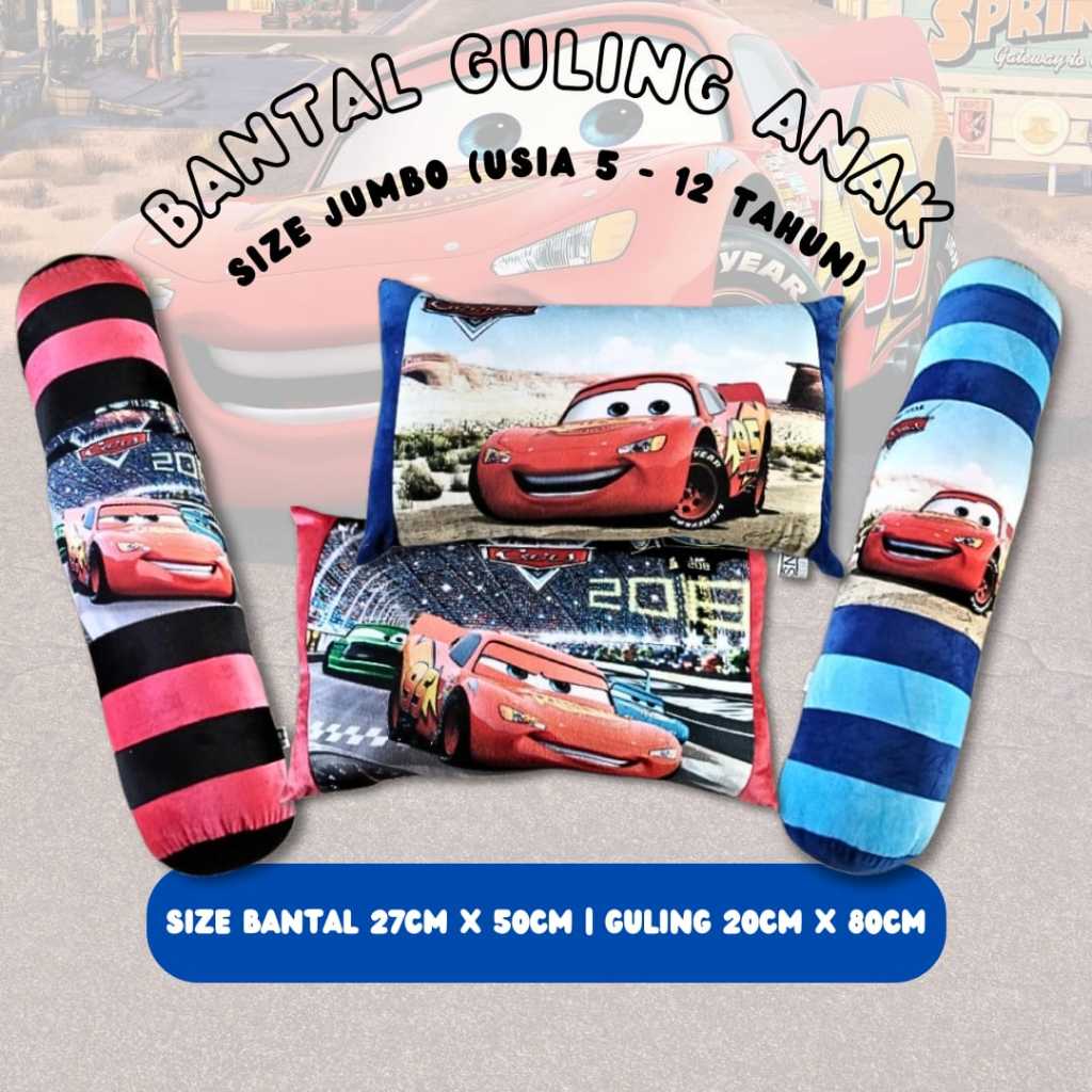 Bantal guling anak motif CAR JUMBO/untuk anak usia 5 sampai 12 tahun