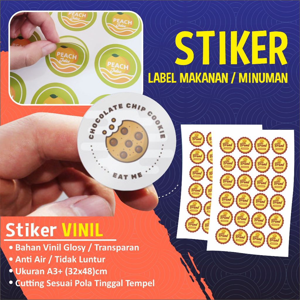 

CETAK STIKER VINYL ANTI AIR - CUSTOM STICKER GLOSSY BULAT LEBARAN MAKANAN LABEL KEMASAN BOTOL TOPLES
