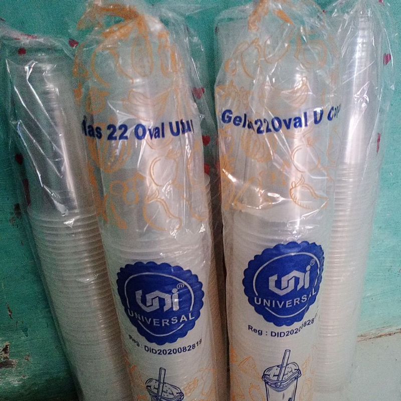 cup / gelas plastik polos 22oz oval merk universal