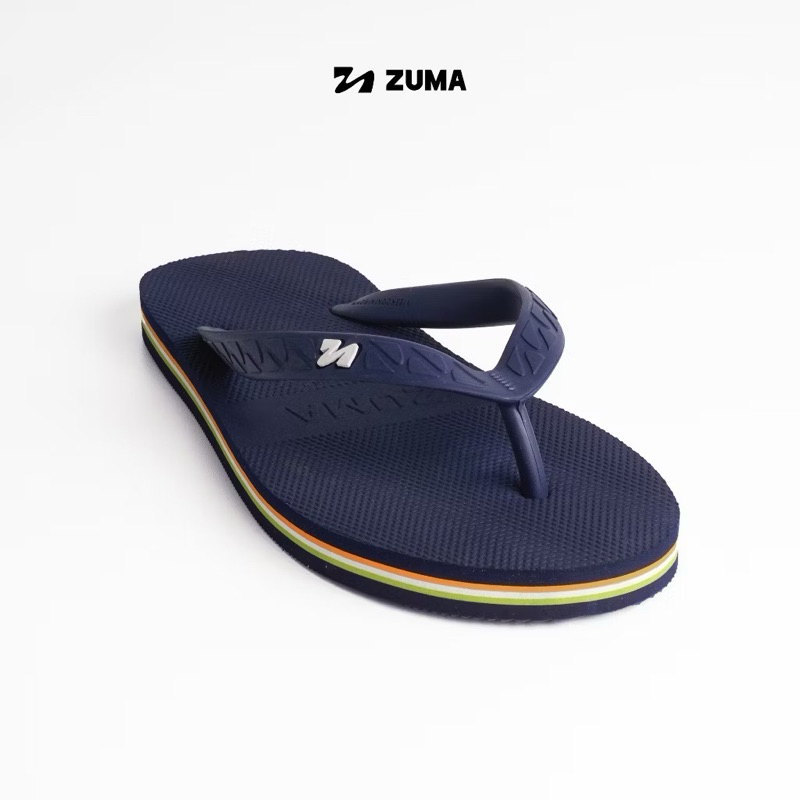 Sandal Zuma Men Stripe Orange Green / Sandal Jepit Karet Cowok