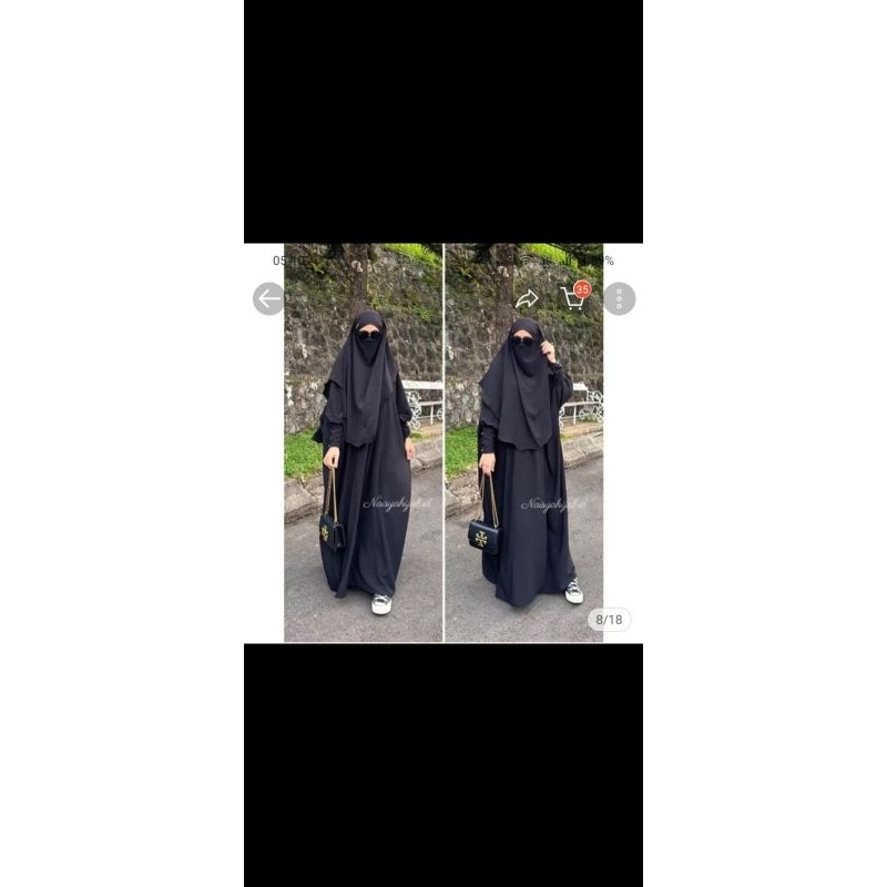 PRELOVED ABAYA HITAM satu set dengan French Khimar