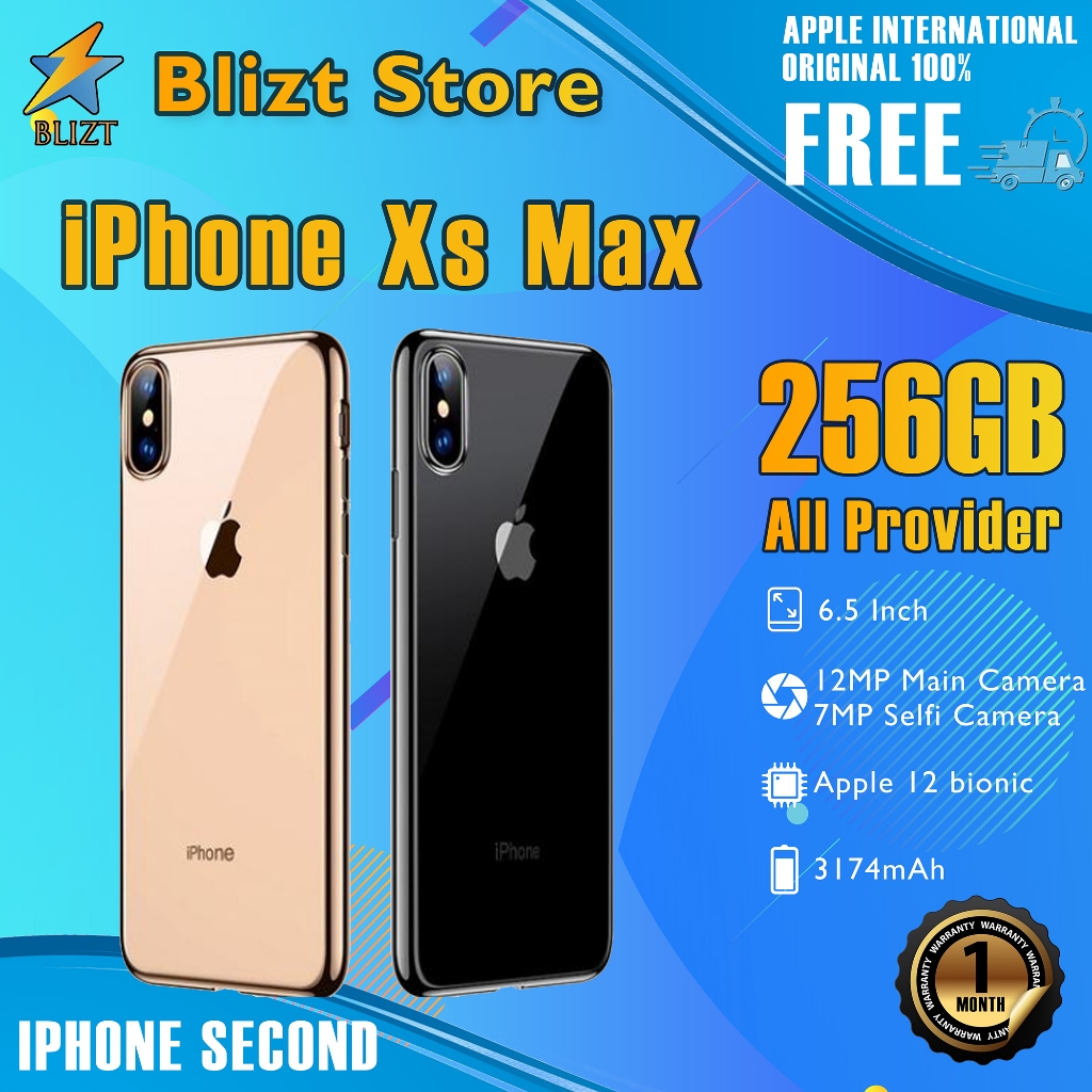 iPhone Xs Max 256GB Bekas Second Original100% AllSim Silent Fullset Mulus Normal Hp 3utools All Gree