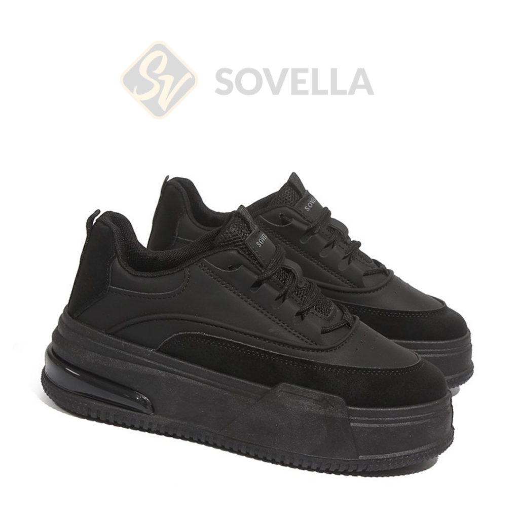 Terlaris Sovella Koleksi Sepatu Hitam Sekolah Polos Sneaker Wanita