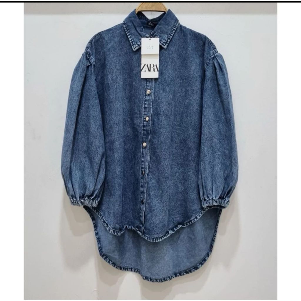 LD120 LD 110 Tunik Jumbo ZARA Denim Blazer Lengan Panjang Balon