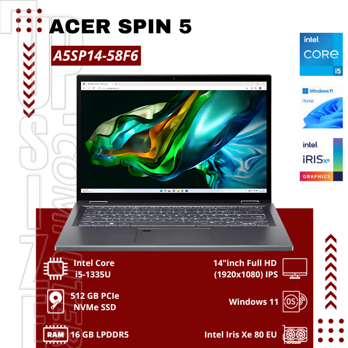 ACER SPIN 5 A5SP14-58F6 Intel Core i5-1335U