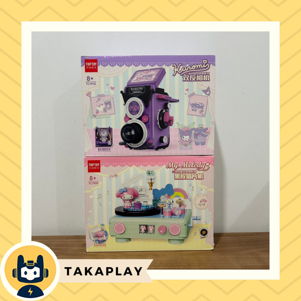 Mainan Top Toy My Melody Kuromi TC1909 TC1910 Dual Lens Reflex Camera Vinyl Record Player Brick Bric