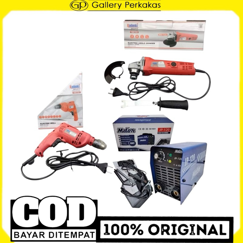 Paket Las Gerinda Bor mesin las 450 watt Paket komplit Gerinda 4 inch kodenki bor 10 mm besi kayu ko