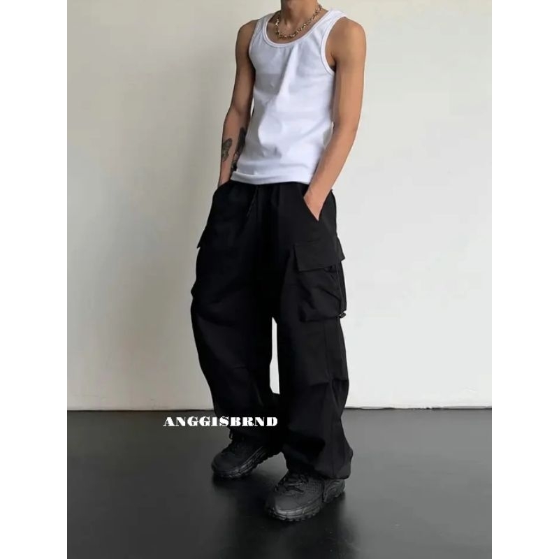 Celana Cargo Wanita pria/ Loose Pants Korean Style Jumbo