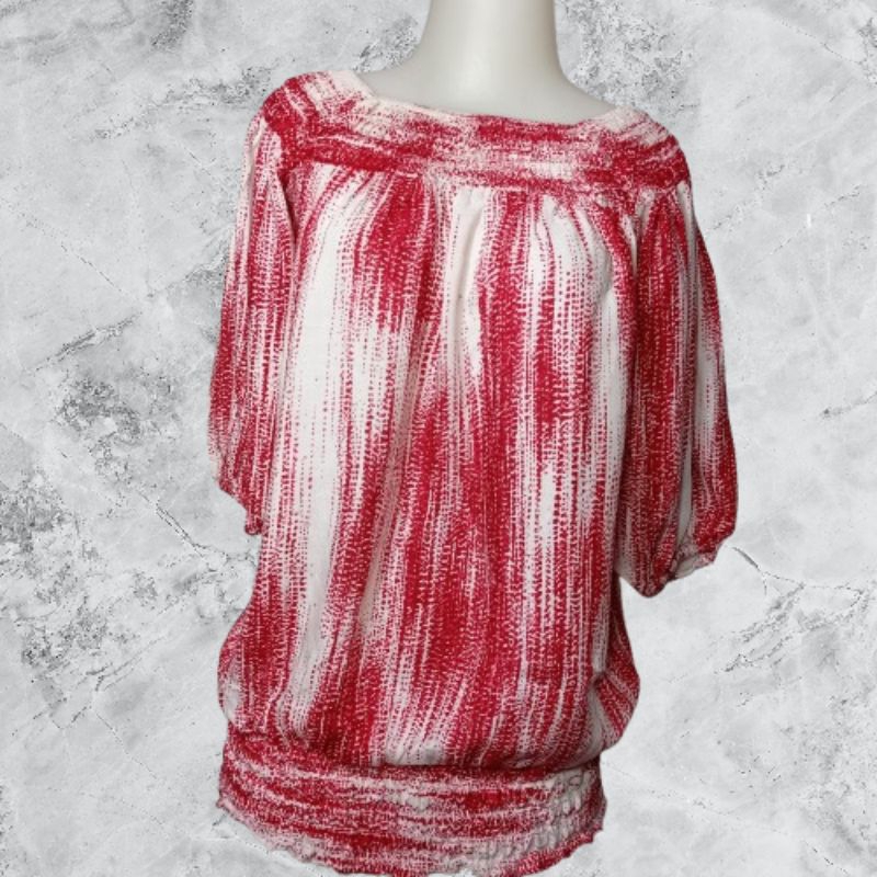 Blus Wanita Garis Merah