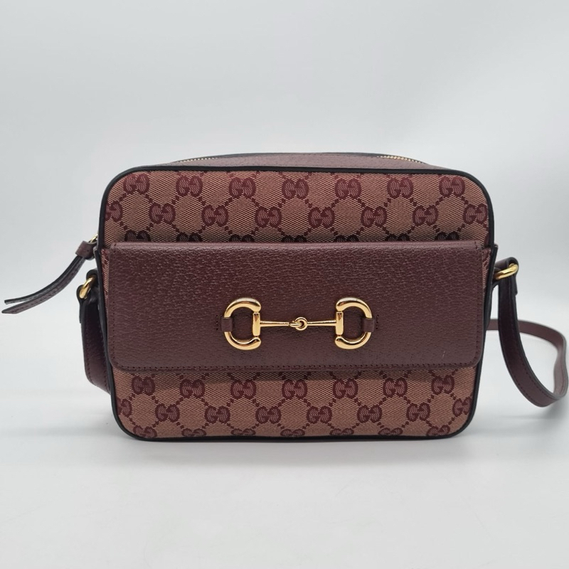 Preloved VVGC Gucci Horsebit Canvas Burgundy ❤️