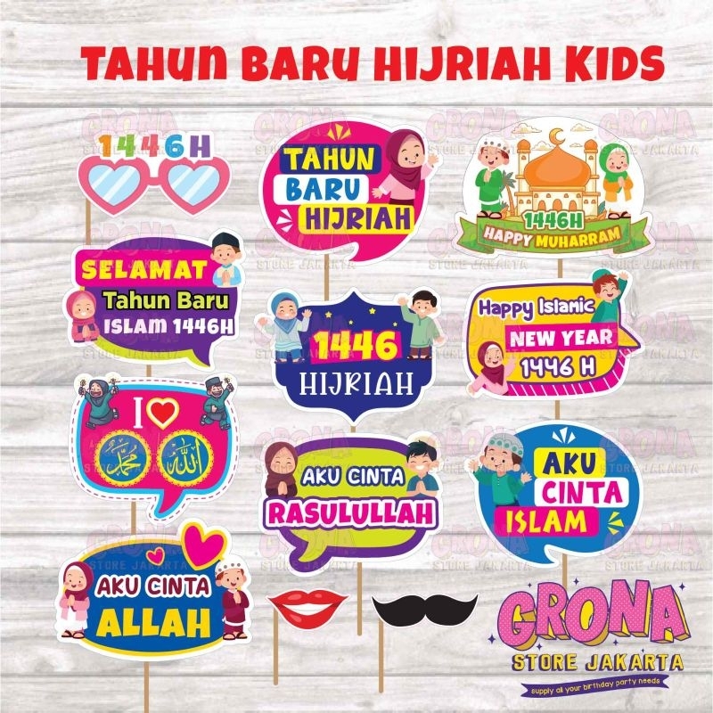 ACC Photobooth Tahun Baru Hijriah Kids / Aksesoris Foto Hijriah kids / Photo Props Hijriah Kids