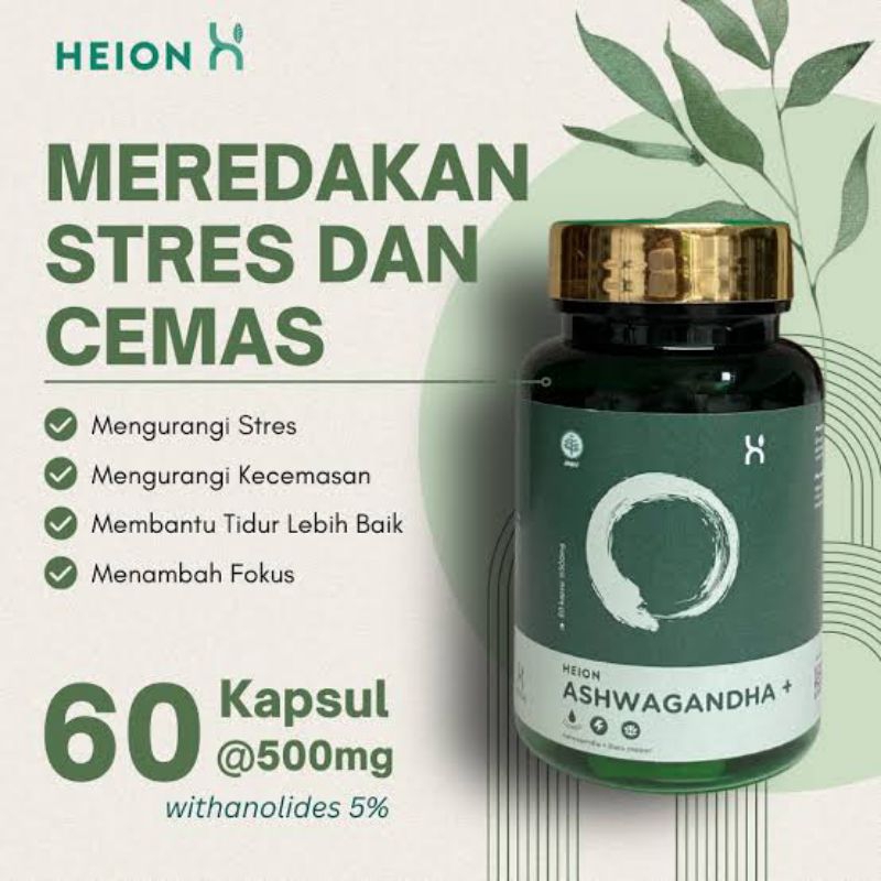 HEION Ashwagandha SUPLEMENT MAKANAN - Ksm-66 Ashwagandha extract @500mg BPOM by HEION