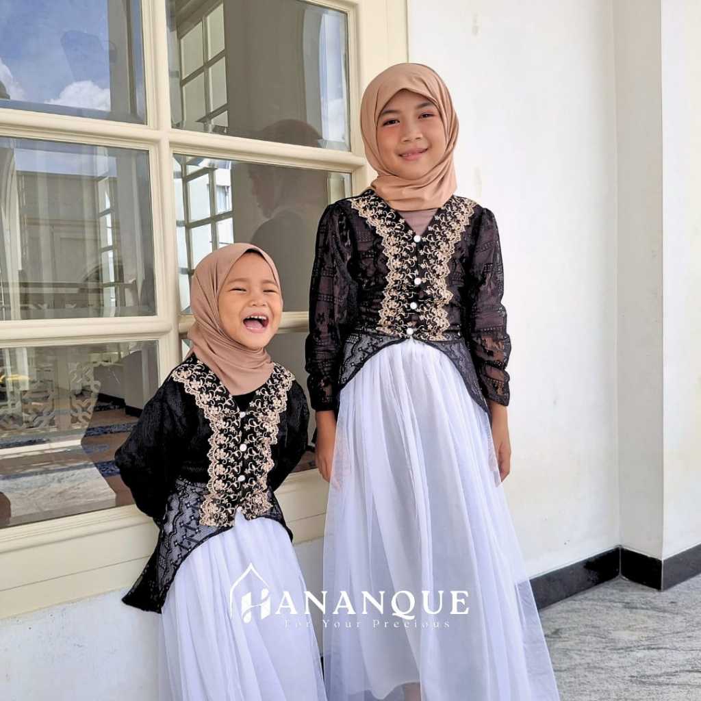 Hananque Moana Tunik Anak Brukat Malika Garden Lace Usia 1-13 Tahun Outer Lebaran 2025