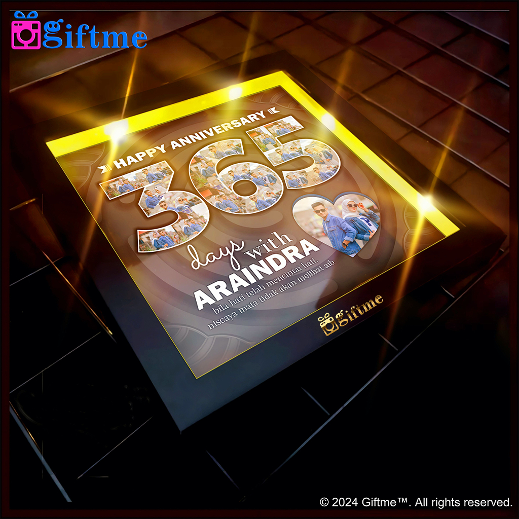 Giftme - Kado Bingkai Foto Custom Angka dengan Lampu LED untuk Kado Anniversary, Kado Ulang Tahun
