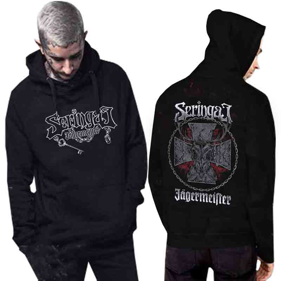 Sweater Seringai X Jagermeister Hoodie Hitam Casual Unisex Bahan Black Cotton Fleece | PULLOVER & ZI