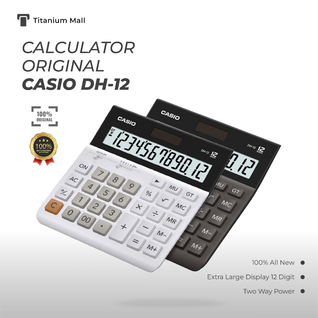 

Kalkulator Casio DH-12 BK White 12 Digits Kalkulator Original Garansi Resmi