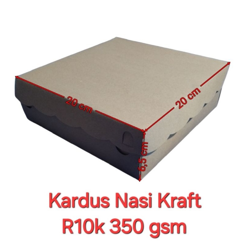

Box Nasi 20 (R 10 K) plus mika 350 GSM/Kardus kraft 20x20 Coklat 350 Gsm/Kardus Nasi Hajatan 20x20