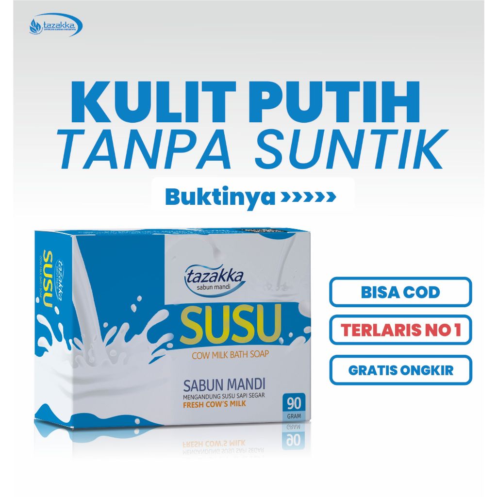 Sabun SUSU Pemutih Badan BPOM dan Pemutih Wajah Permanen dari Tazakka berat 90gram per Dus