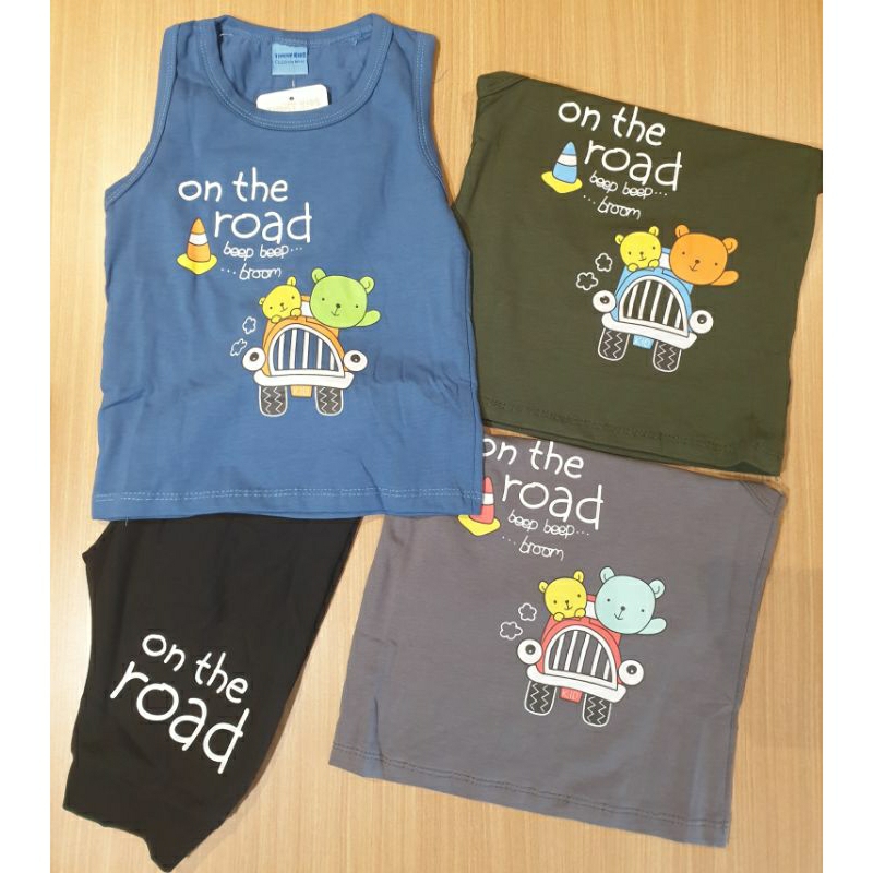 Setelan Singlet Timmy Kids/Setelan Baju On the Road/Setelan Singlet
