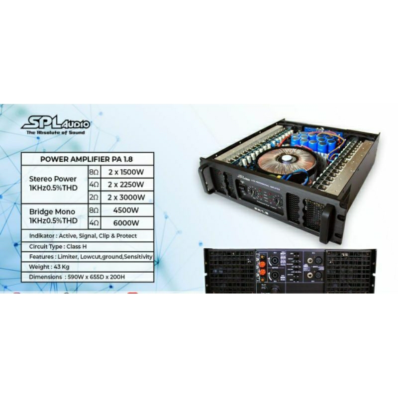 SPL audio power PA-1.8 Speaker Audio Professional Amplifier class H(Bonus Kaos)