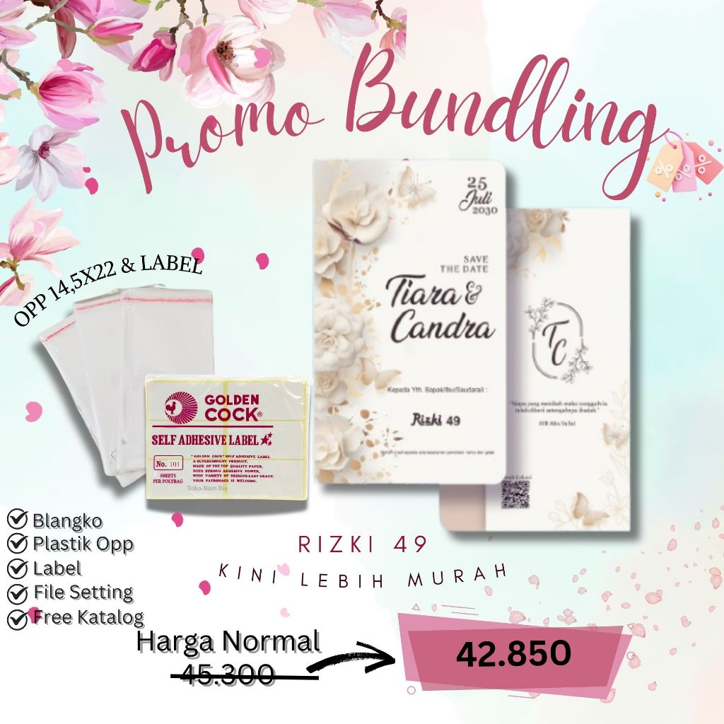 Paket Lengak Rizki 49 Opp Label|Kertas Kosong Murah|Blangko Undangan Murah|Blangko Undangan |Blangko