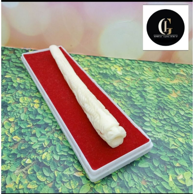 ❤️ INEZ CRAFT ❤️ Once pipa tulang sapi ukir naga B158