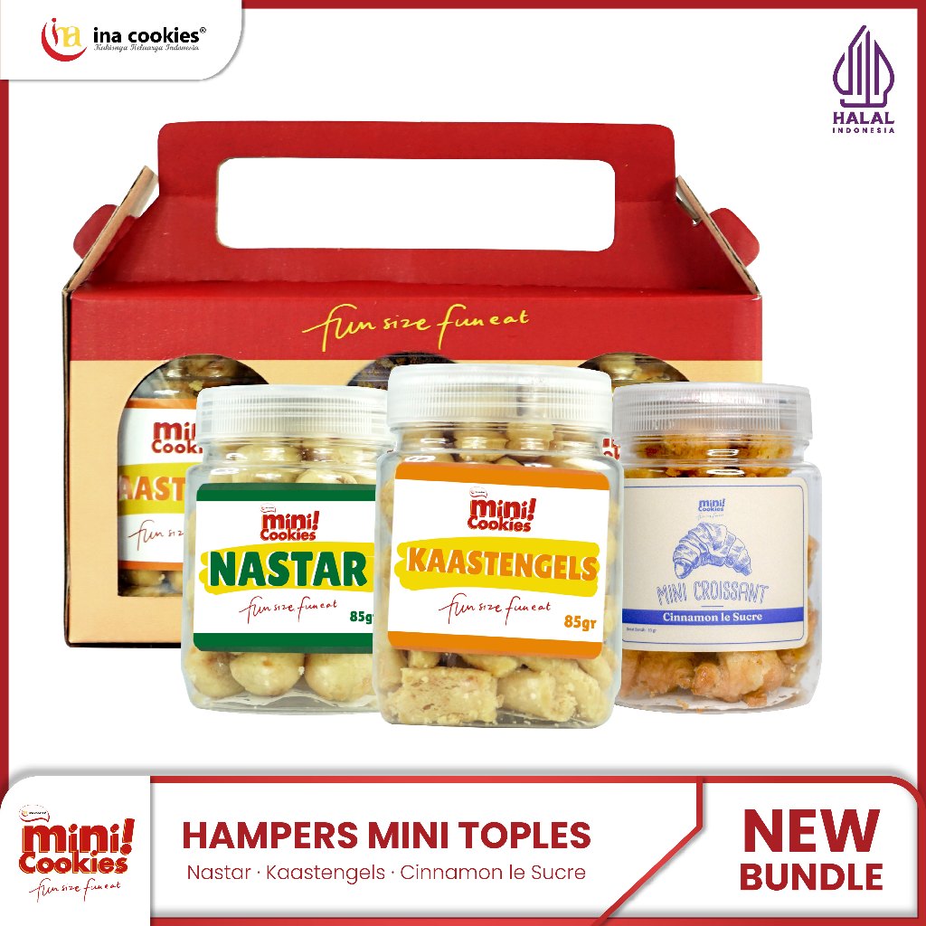 

Hampers Mini Cookies isi 3 Toples : Nastar + Kaastengels + Cinnamon Le Sucre by Ina Cookies