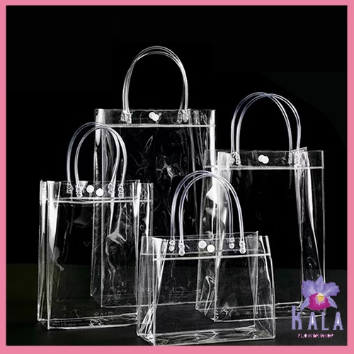 

Goodiebag tas mika PVC polos UKURAN lengkap transparan tote bag gift bag KB1010